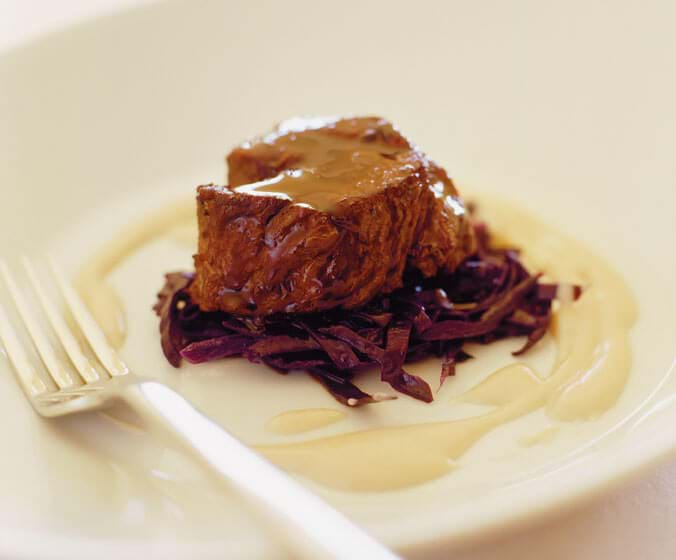 Venison Steak, Spiced Red Cabbage, Chestnut Purée