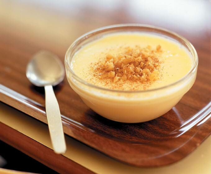 Custard With Chopped Walnuts And Cinnamon